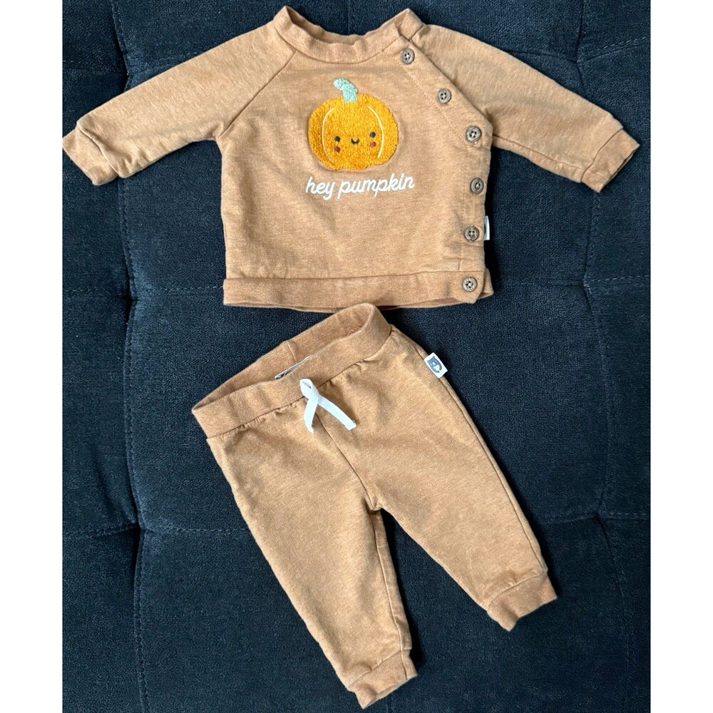 Rabbit + Bear 0/3 Two Piece Matching "Hey Pumpkin" Set~Fall Organic Cotton